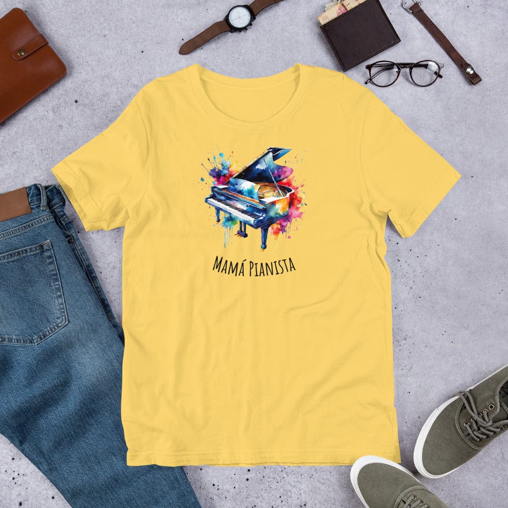 Padres Mágicos Amarillo / S Camiseta Mamá Pianista - Para Amantes del Piano