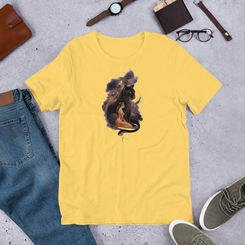 Padres Mágicos Amarillo / S Camiseta "Pantera Guardiana" de algodón suave - Para los amantes del misterio y la magia