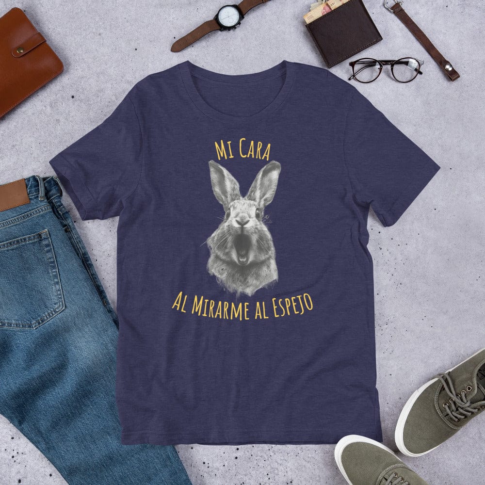 Padres Mágicos Azul medianoche jaspeado / S Camiseta mi cara al mirarme al espejo conejo