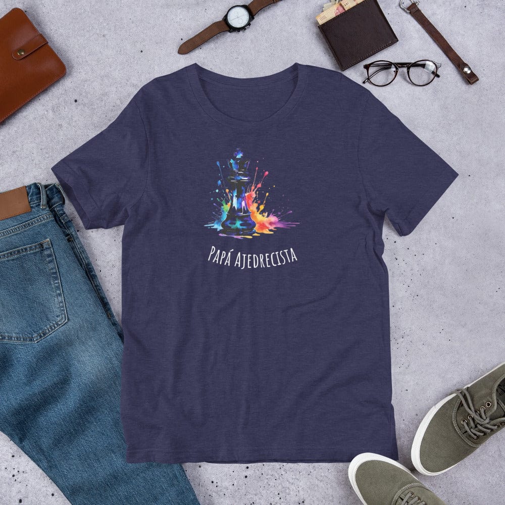 Padres Mágicos Azul medianoche jaspeado / S Camiseta Papá Ajedrecista - Estilo Colorido y Único para Amantes del Ajedrez