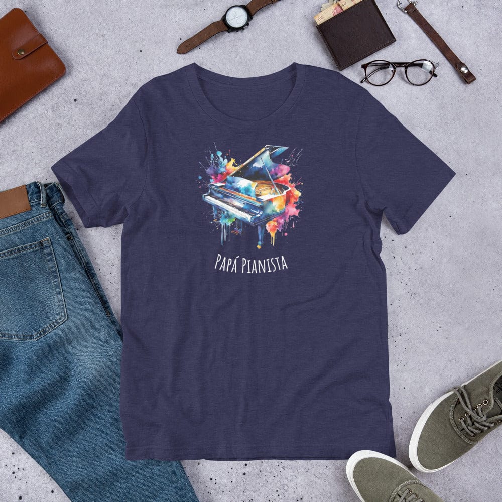 Padres Mágicos Azul medianoche jaspeado / S Camiseta Papá Pianista - Para Amantes del Piano