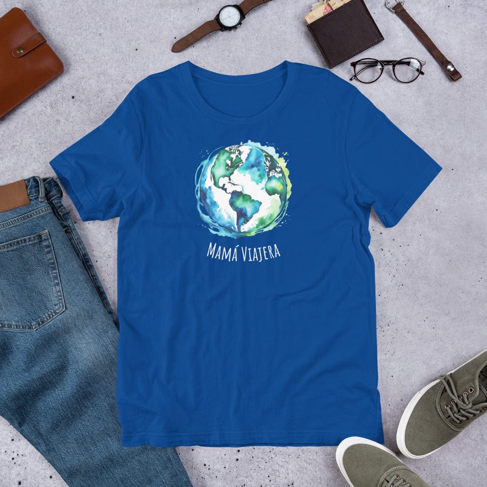 Padres Mágicos Azul real claro / S Camiseta Mamá Viajera - Estilo Aventurero y Colorido para Amantes de los Viajes