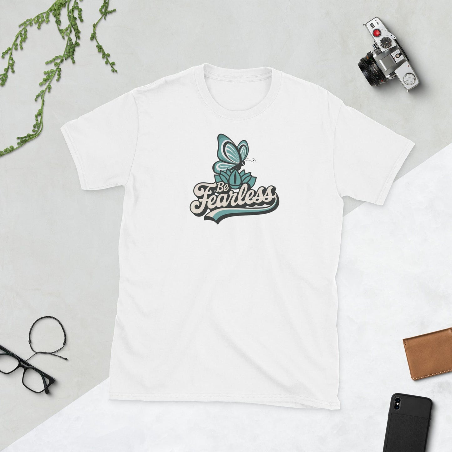 Padres Mágicos Blanco / S Camiseta Be Fearless - Diseño Inspirador con Mariposa