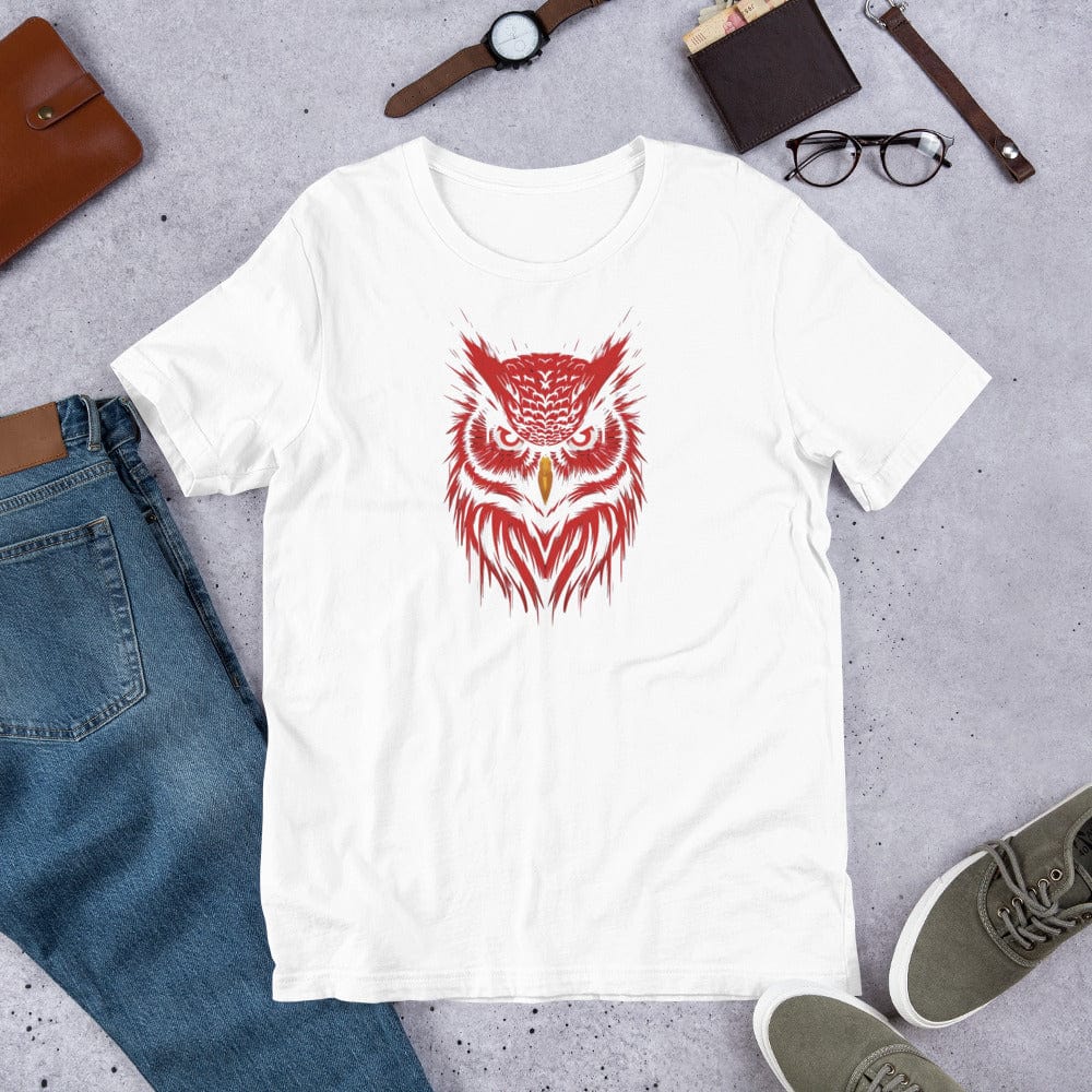 Padres Mágicos Blanco / S Camiseta "Búho de Fuerza" de algodón suave - Para los que abrazan la sabiduría y el misterio