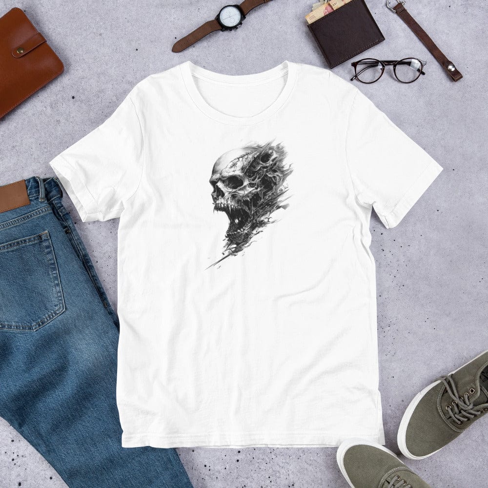 Padres Mágicos Blanco / S Camiseta Calavera Grito Sombrío – Diseño Único y Atemporal
