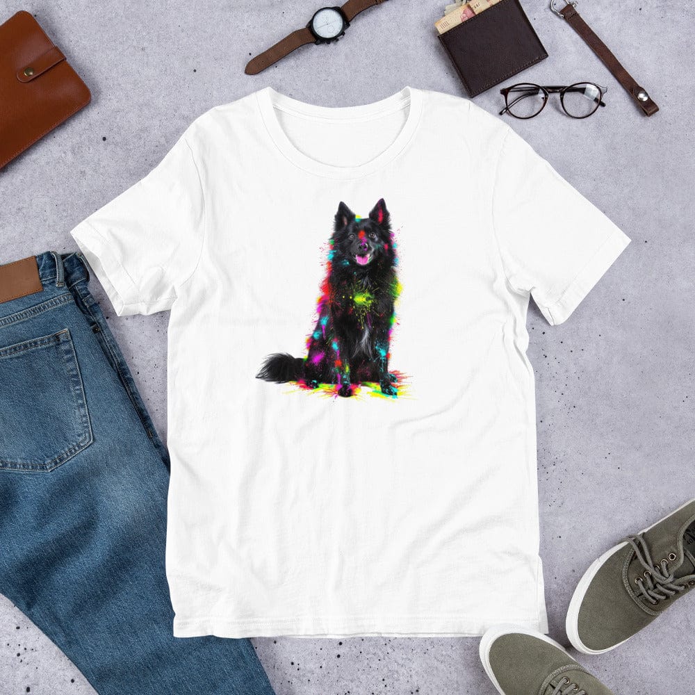 Padres Mágicos Blanco / S Camiseta con Diseño de Perro Colorido - Pastor Belga