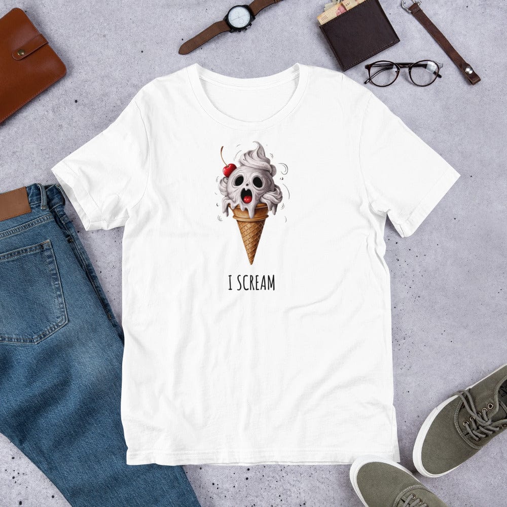 Padres Mágicos Blanco / S Camiseta Divertida "I Scream" - Diseño de Helado Scream