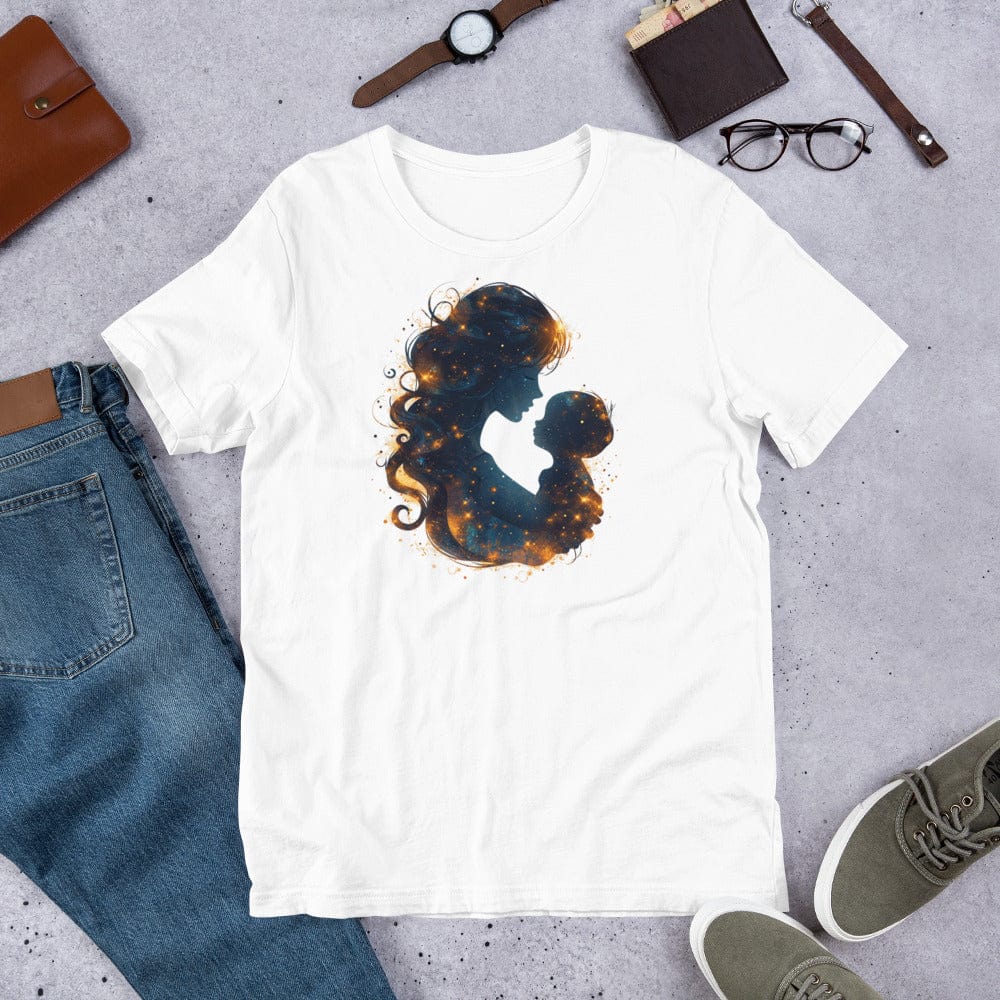 Padres Mágicos Blanco / S Camiseta "Madre e Hijo Estelar" - Un Vínculo Cósmico de Amor y Luz
