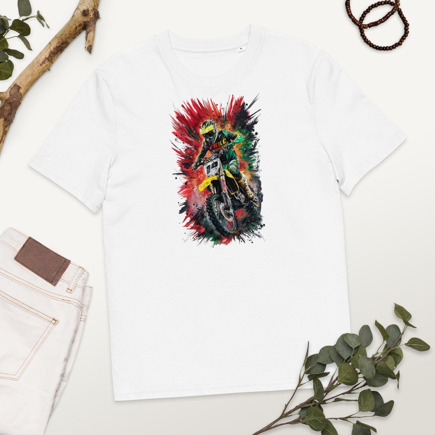 Padres Mágicos Blanco / S Camiseta Motorista en Acción - Algodón Orgánico