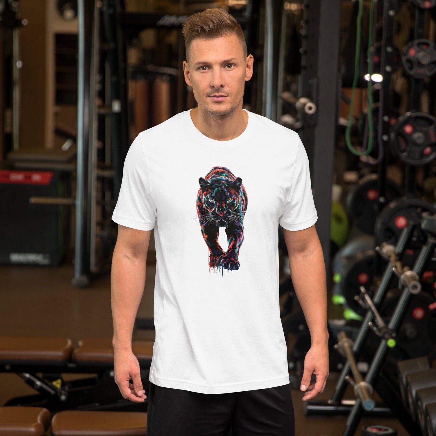 Padres Mágicos Blanco / S Camiseta "Pantera Colorida" - Diseño Artístico y Audaz