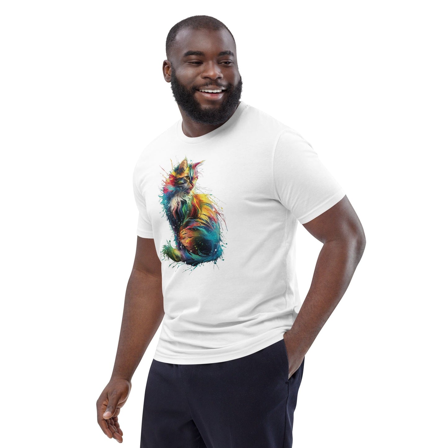Padres Mágicos Camiseta "Gato Arcoíris Explosivo" 100% Algodón Orgánico - Para Amantes de los Gatos y el Color