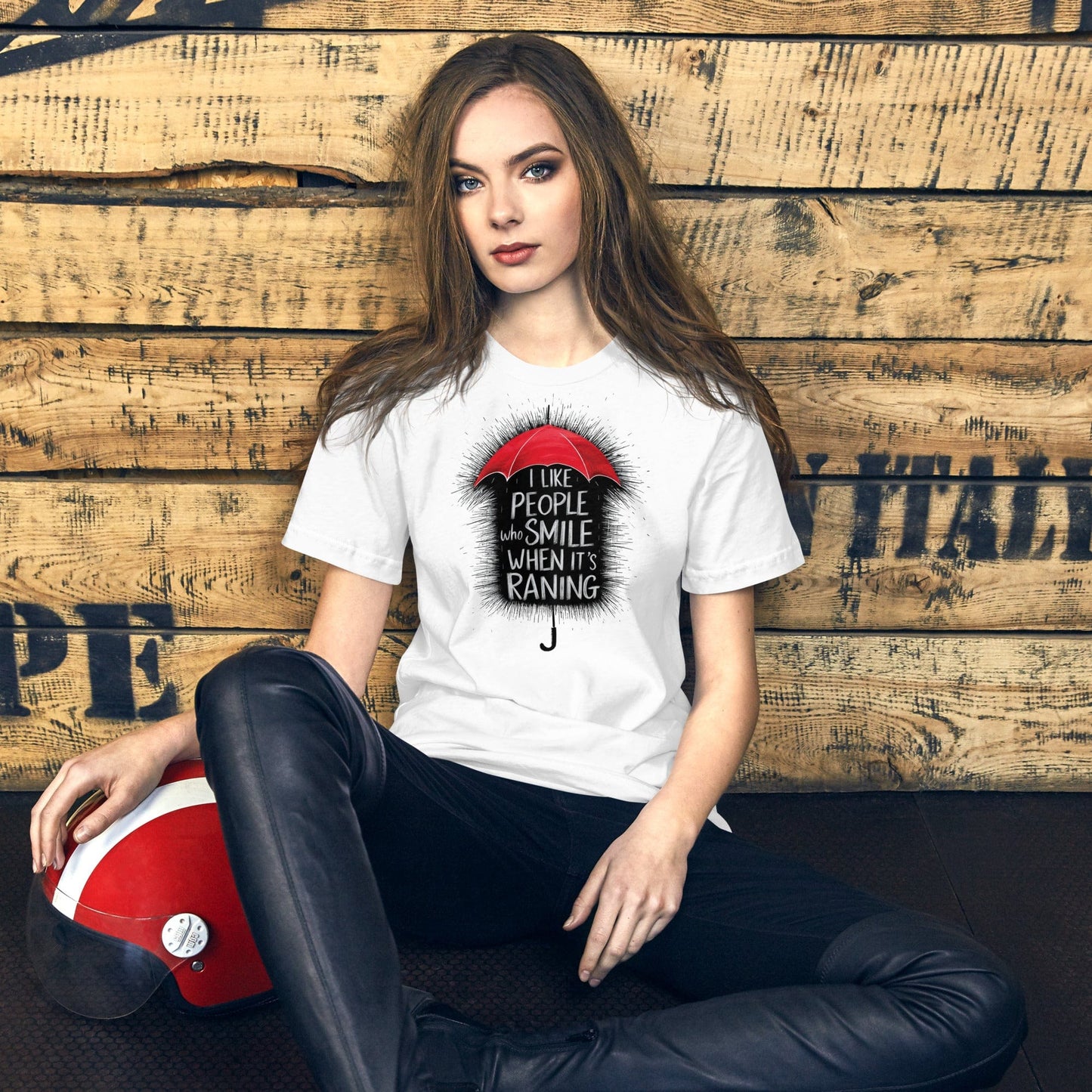 Padres Mágicos Camiseta Inspiradora "Smile When It's Raining" - Diseño de Paraguas