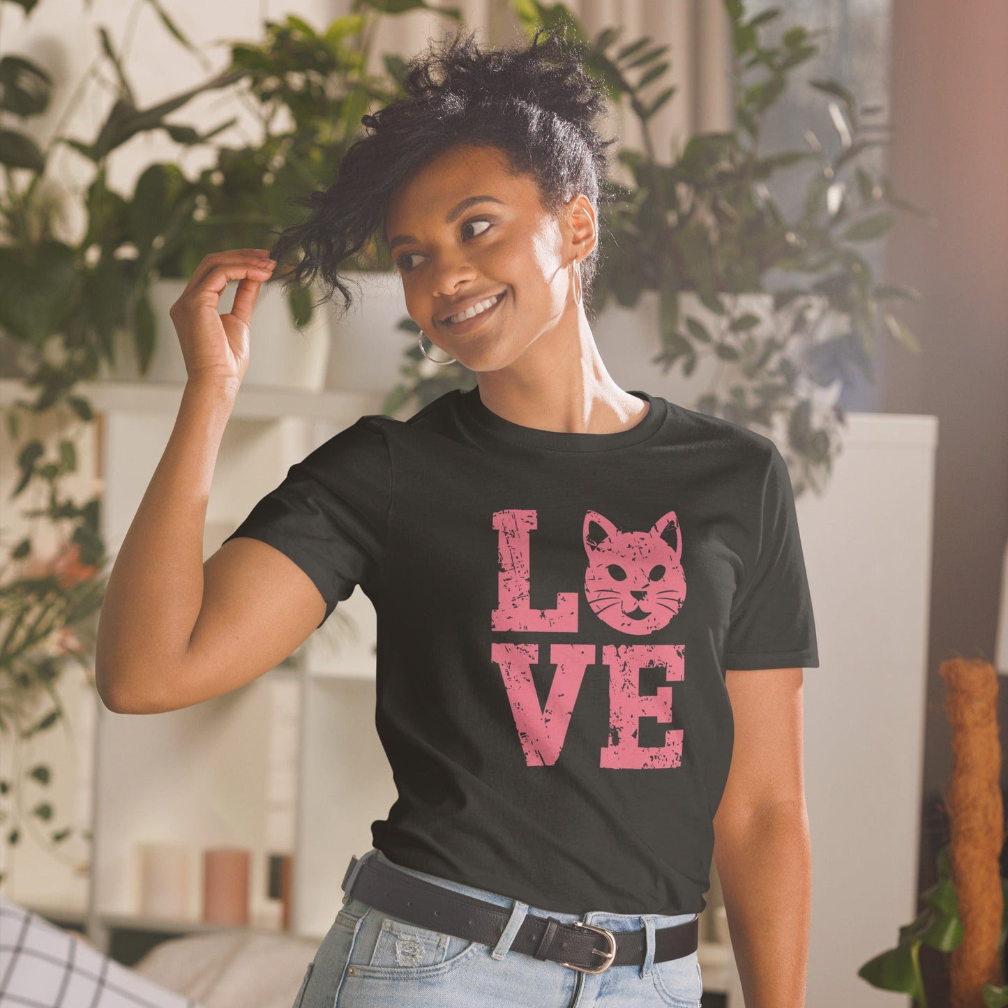 Padres Mágicos Camiseta Love con Gato - Diseño Tierno y Minimalista