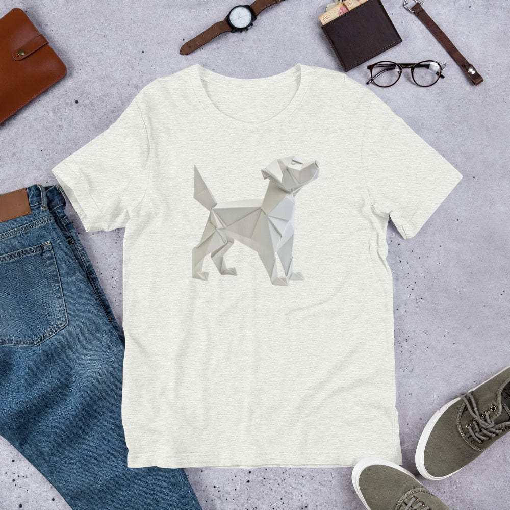 Padres Mágicos Ceniza / S Camiseta con Diseño de Perro en Origami