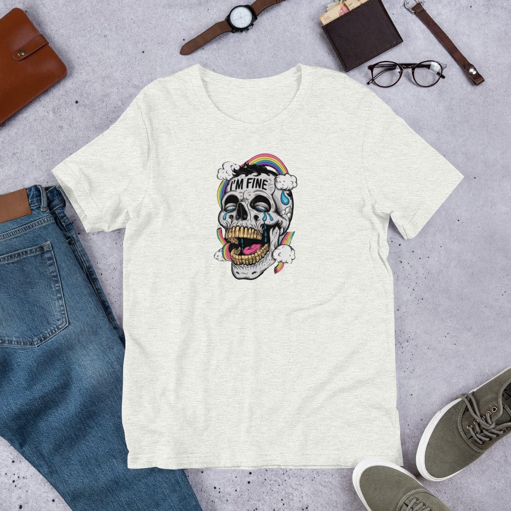 Padres Mágicos Ceniza / S Camiseta "I'm Fine" - Diseño Irónico y Artístico