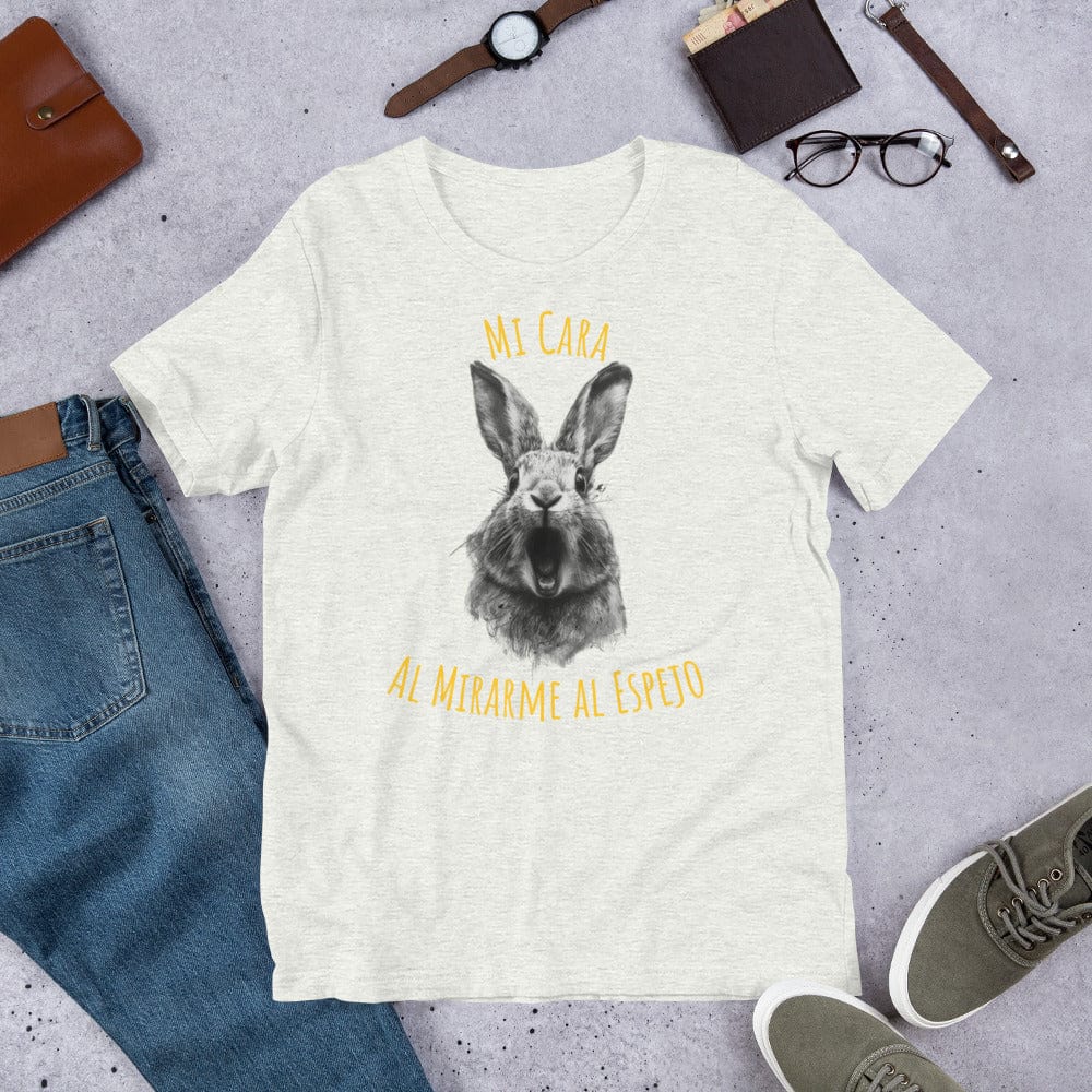 Padres Mágicos Ceniza / S Camiseta "Mi Cara al Mirarme al Espejo" - Conejo