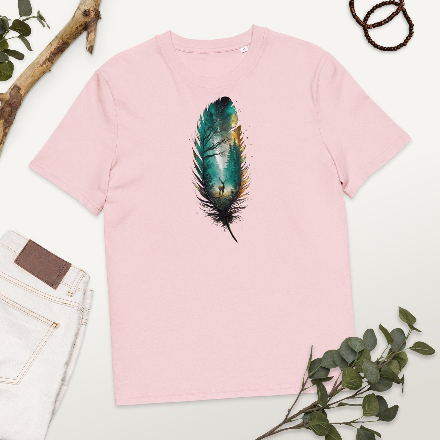 Padres Mágicos Cotton Pink / S Camiseta Bosque en Pluma - Algodón Orgánico