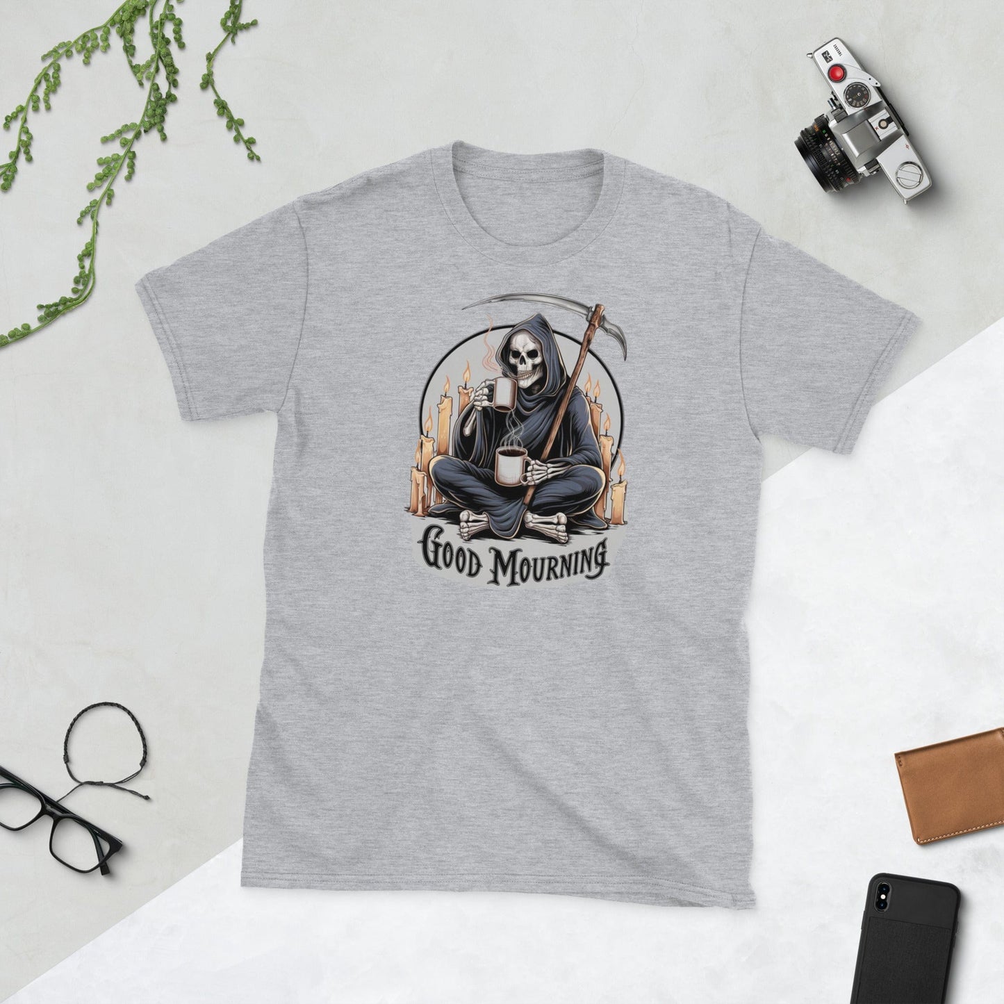 Padres Mágicos Gris deportivo / S Camiseta Good Mourning - Diseño Gótico y Humorístico