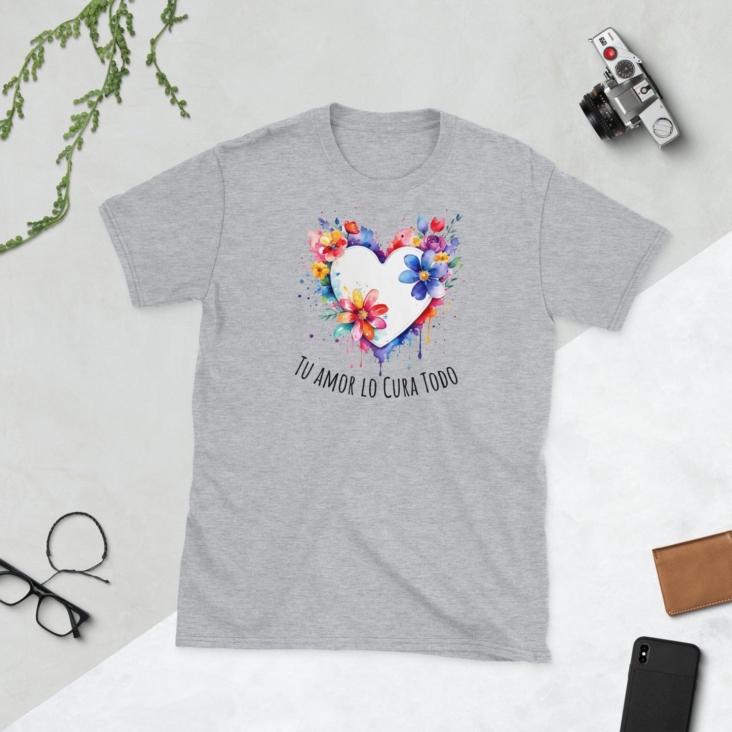 Padres Mágicos Gris deportivo / S Camiseta "Tu Amor lo Cura Todo" - Para Abuelos y Padres Cariñosos