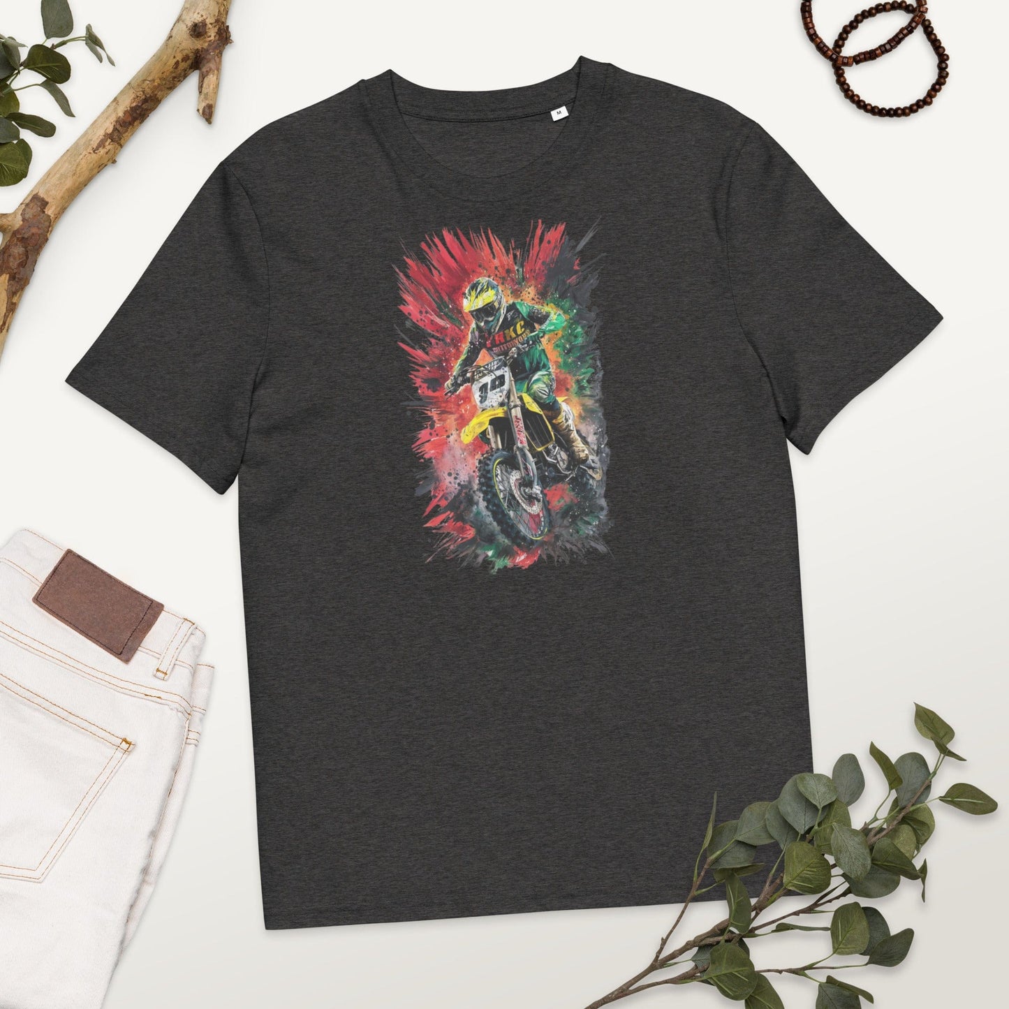 Padres Mágicos Gris jaspeado oscuro / S Camiseta Motorista en Acción - Algodón Orgánico