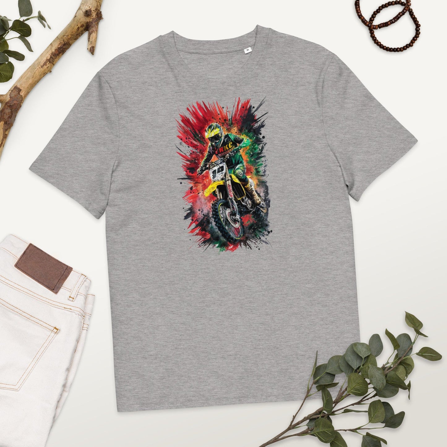 Padres Mágicos Gris jaspeado / S Camiseta Motorista en Acción - Algodón Orgánico