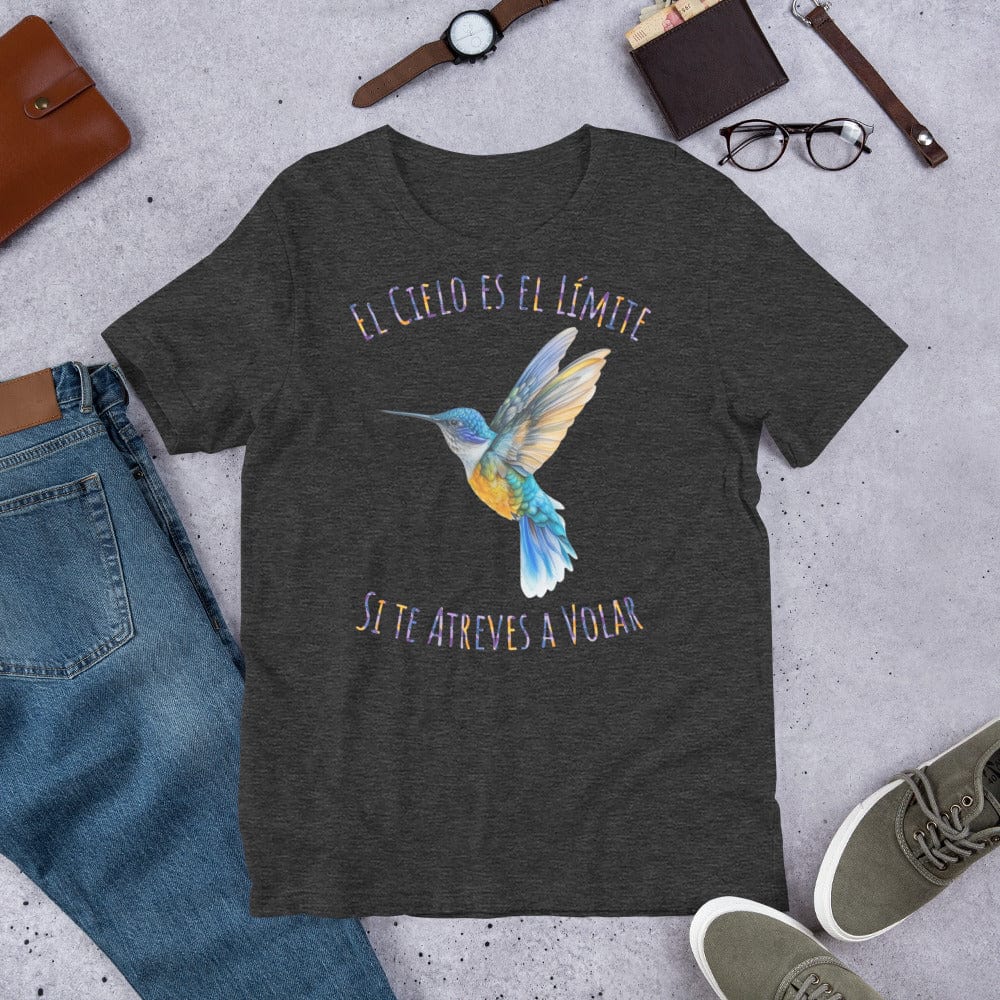 Padres Mágicos Jaspeado gris oscuro / S Camiseta "El Cielo es el Límite" - Colibrí