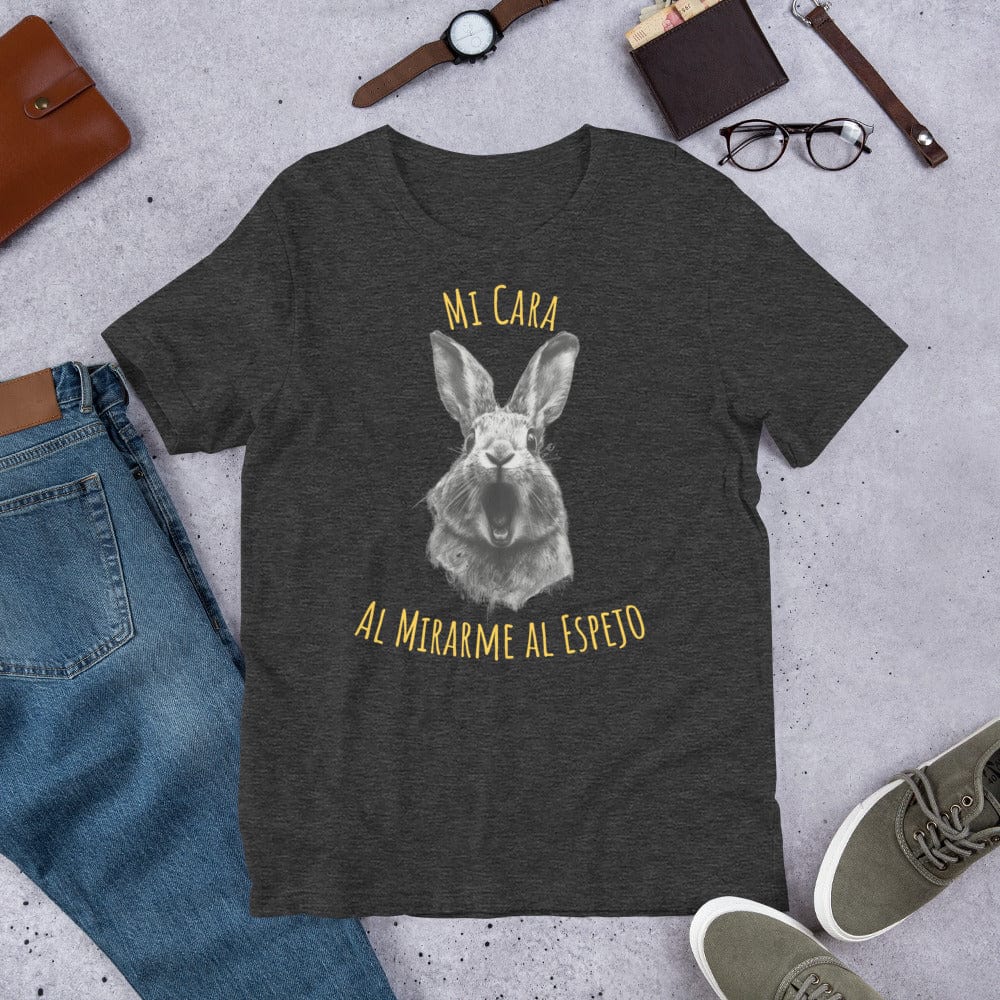 Padres Mágicos Jaspeado gris oscuro / S Camiseta "Mi Cara al Mirarme al Espejo" - Conejo