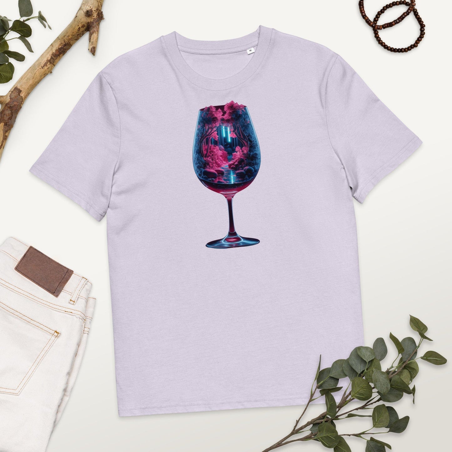Padres Mágicos Lavanda / S Camiseta "Bosque Futurista de Neón" de Algodón Orgánico - Ideal para Amantes del Futuro