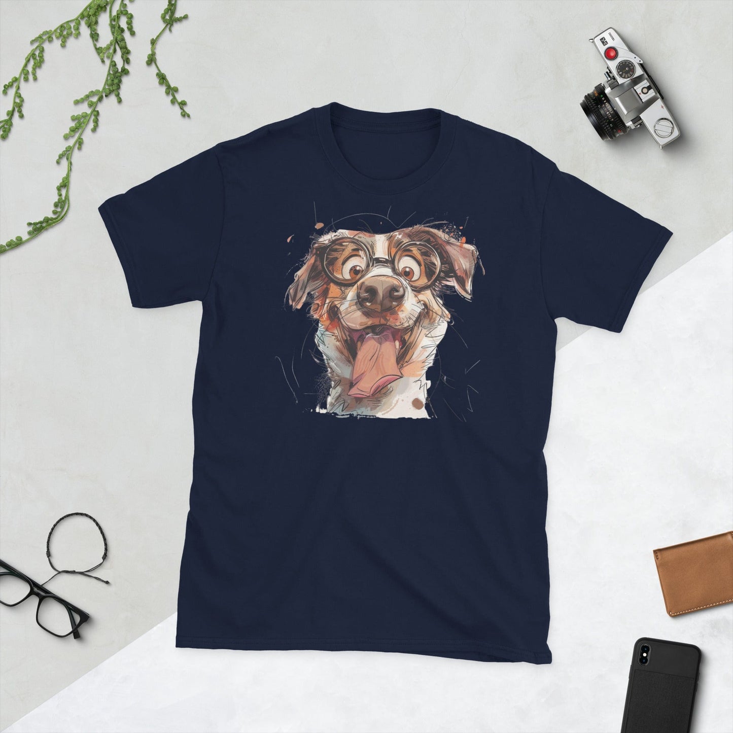 Padres Mágicos Marino / S Camiseta Divertida de Perro con Gafas – 100% Algodón