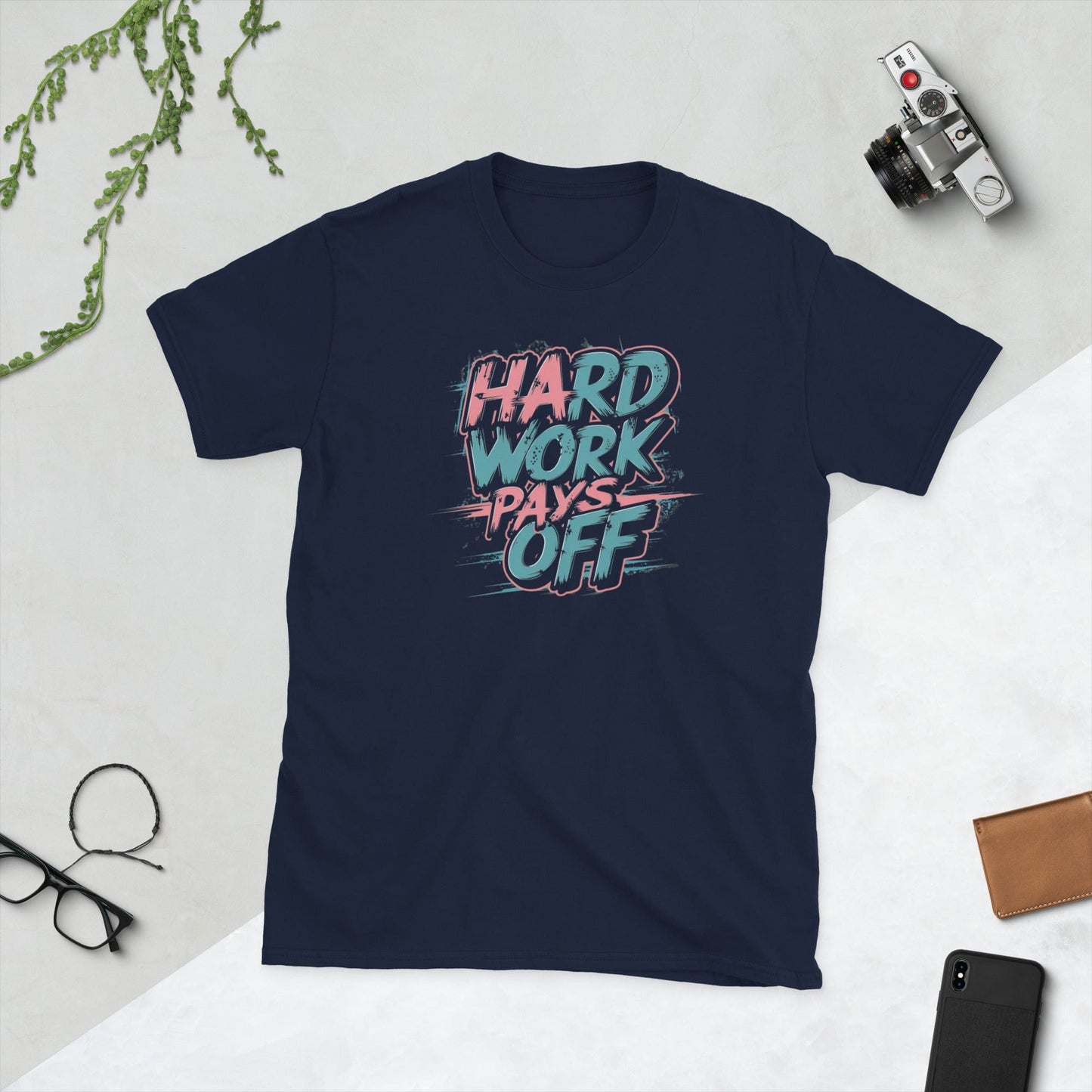 Padres Mágicos Marino / S Camiseta Hard Work Pays Off - Diseño Motivacional y Energético