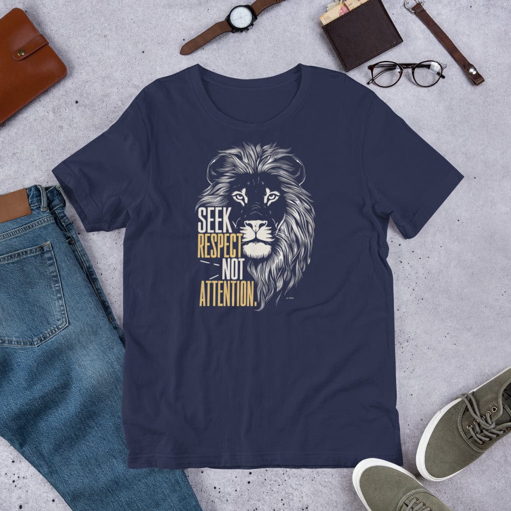 Padres Mágicos Marino / S Camiseta Motivadora "Seek Respect Not Attention" - Diseño de León