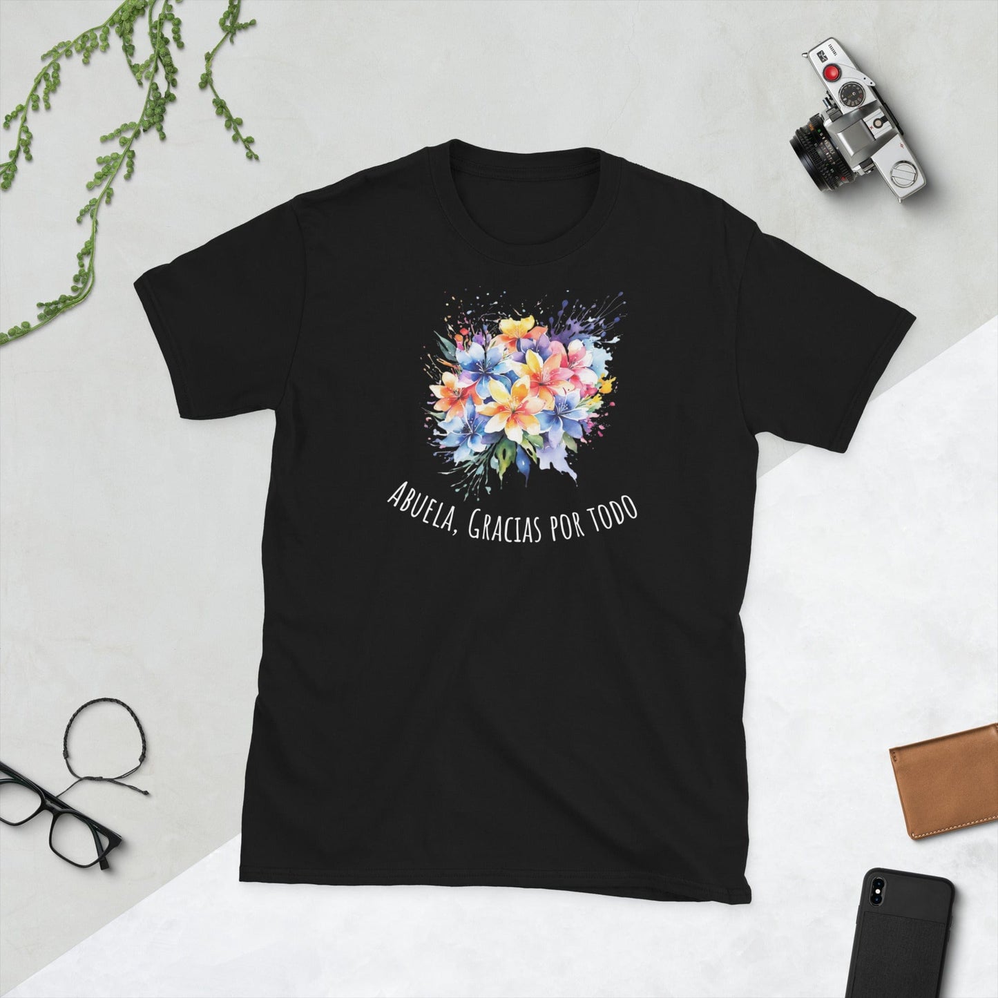 Padres Mágicos Negro / S Camiseta "Abuela, Gracias por Todo" - Para las Mejores Abuelas