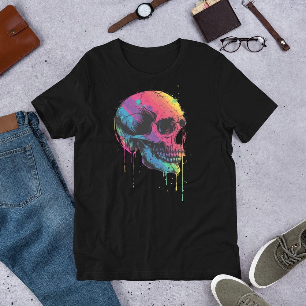 Padres Mágicos Negro / S Camiseta Calavera Fluorescente - Estilo Brillante y Moderno