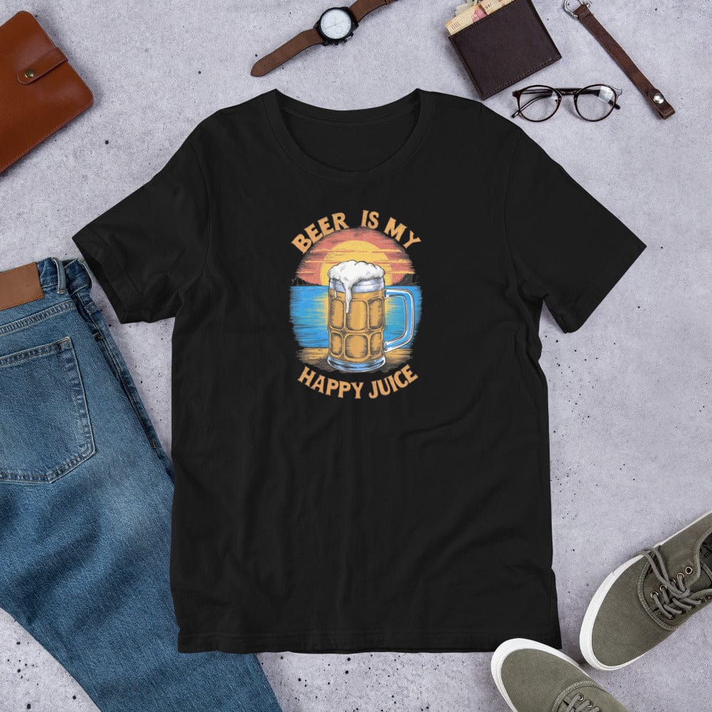 Padres Mágicos Negro / S Camiseta Divertida "Beer is My Happy Juice" - Diseño de Cerveza