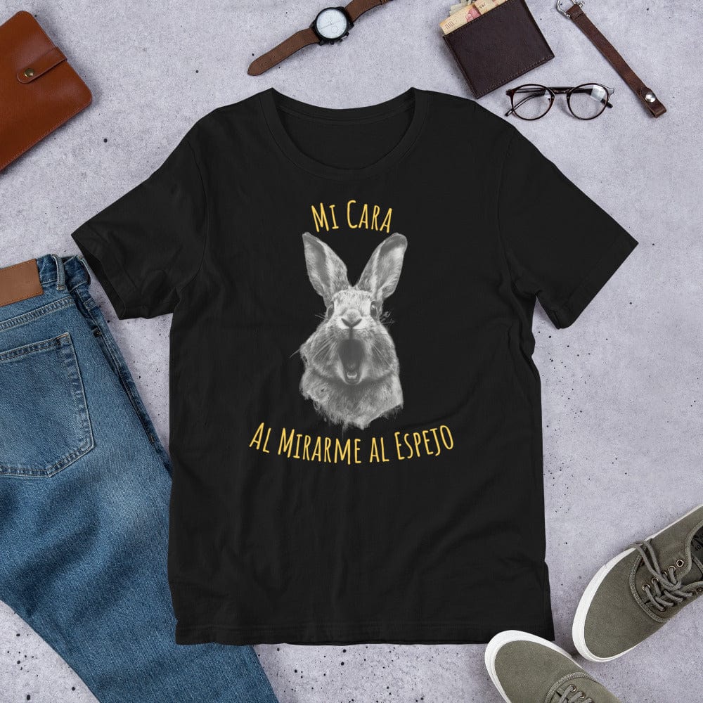 Padres Mágicos Negro / S Camiseta mi cara al mirarme al espejo conejo