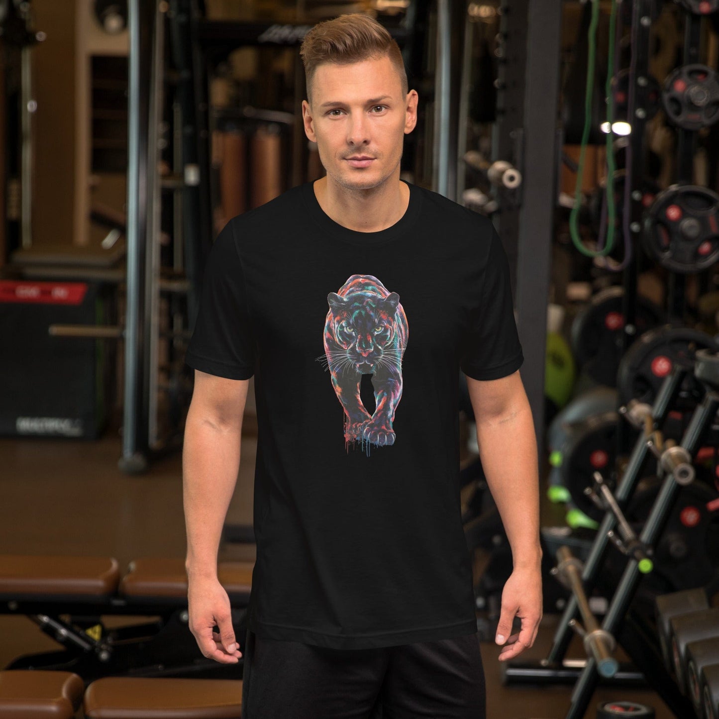 Padres Mágicos Negro / S Camiseta "Pantera Colorida" - Diseño Artístico y Audaz