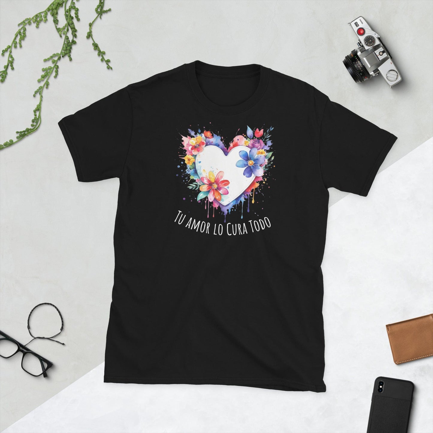 Padres Mágicos Negro / S Camiseta "Tu Amor lo Cura Todo" - Para Abuelos y Padres Cariñosos