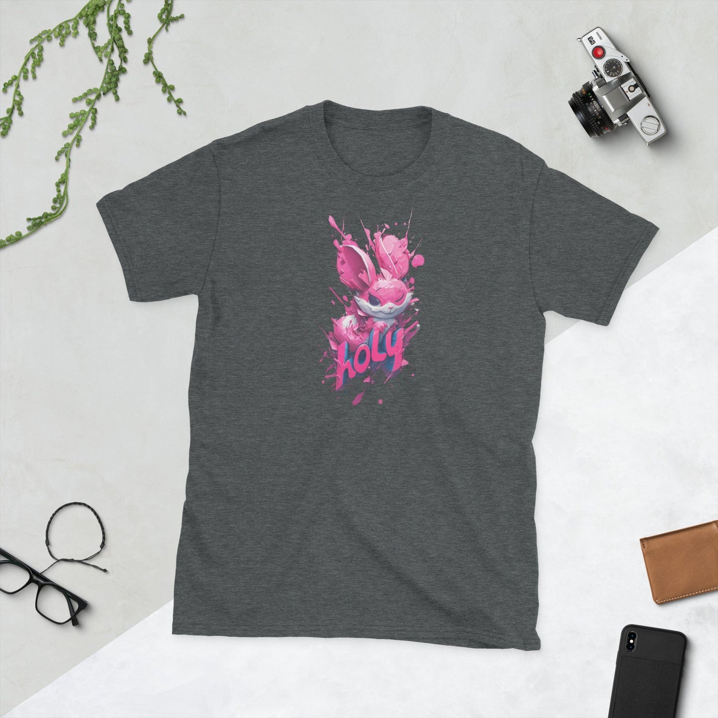 Padres Mágicos Oscuro jaspeado / S Camiseta con Conejito Holy - Estilo Grafiti Colorido
