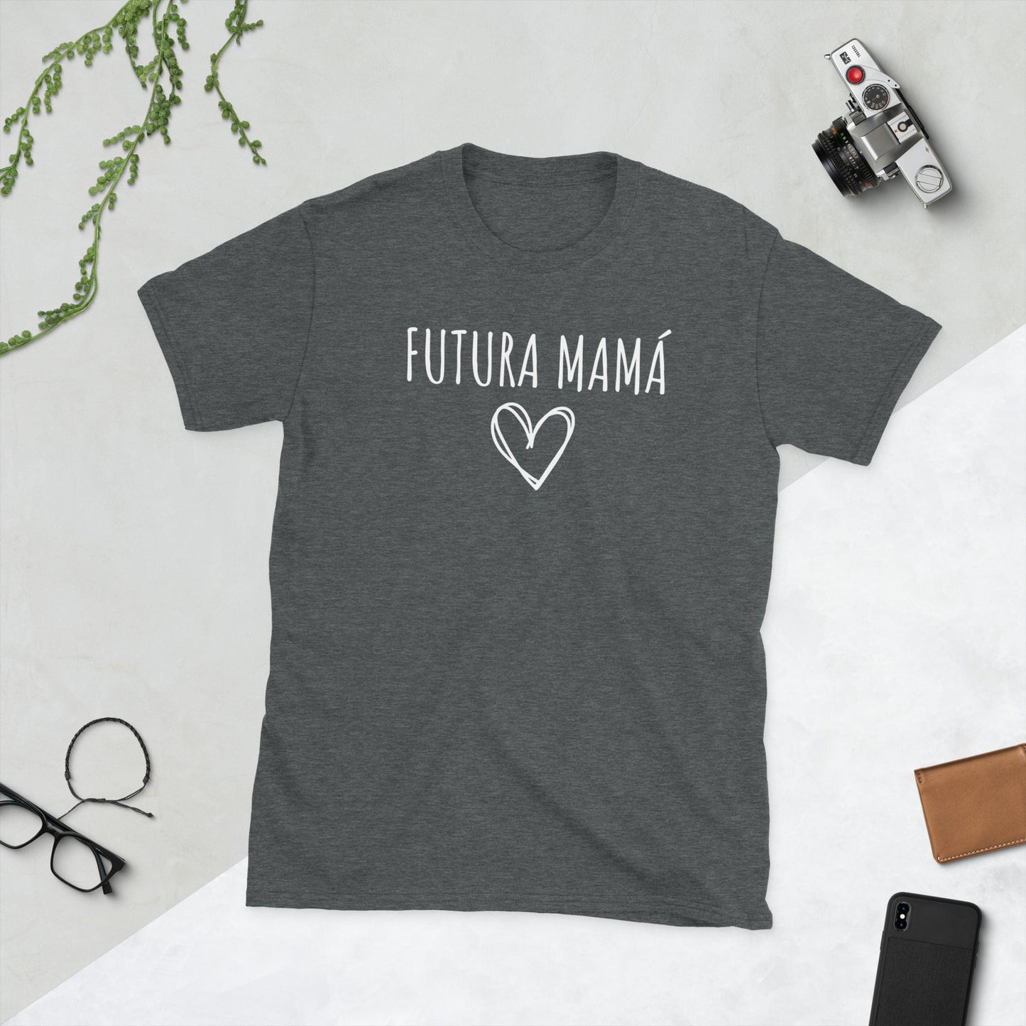 Padres Mágicos Oscuro jaspeado / S Camiseta "Futura Mamá" - Perfecta para Embarazadas