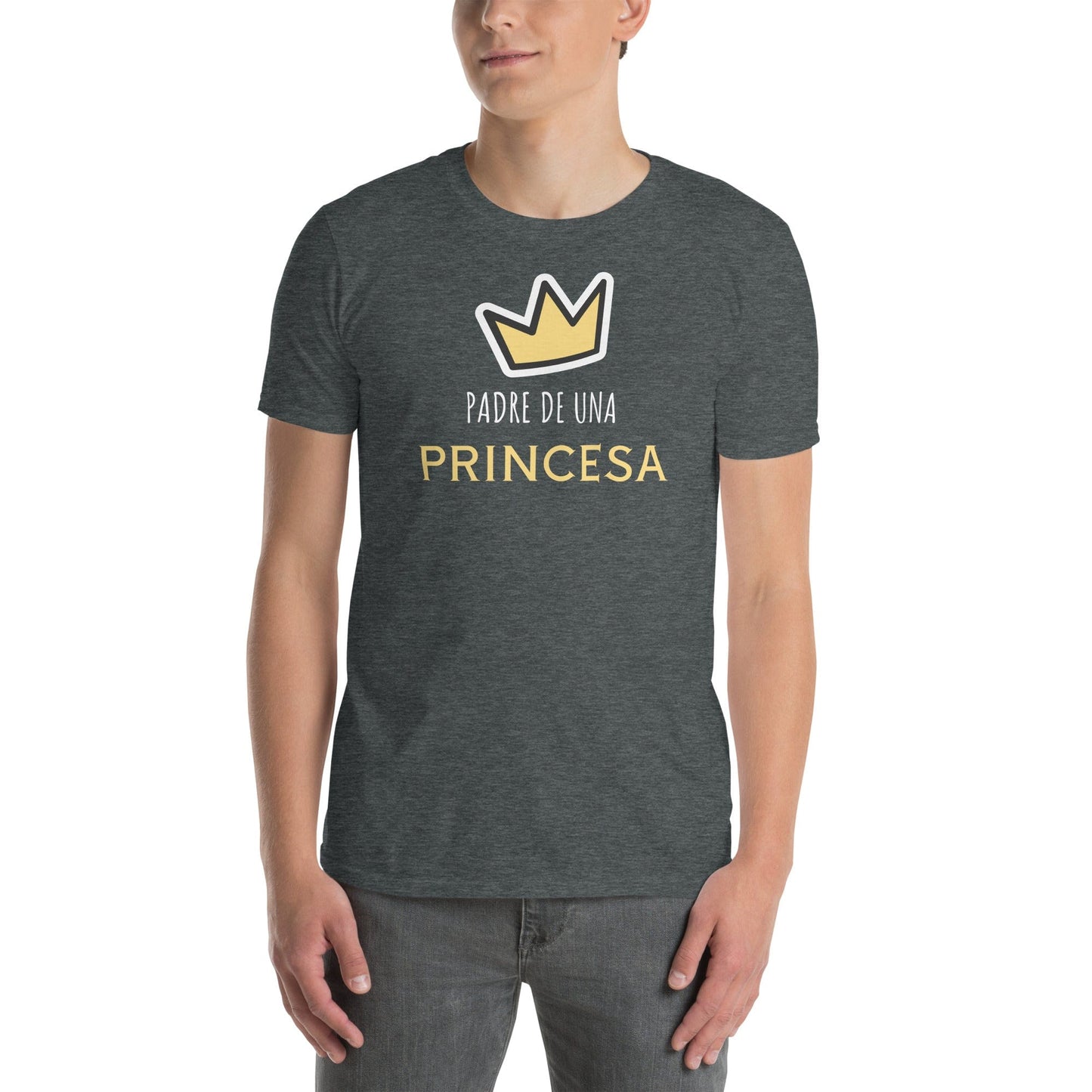 Padres Mágicos Oscuro jaspeado / S Camiseta Padre e Hija "Padre de una Princesa"