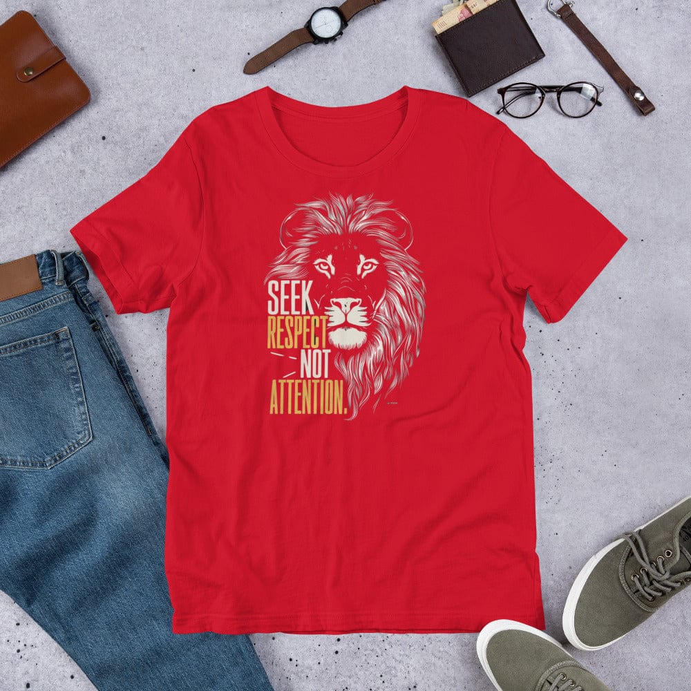 Padres Mágicos Rojo / S Camiseta Motivadora "Seek Respect Not Attention" - Diseño de León