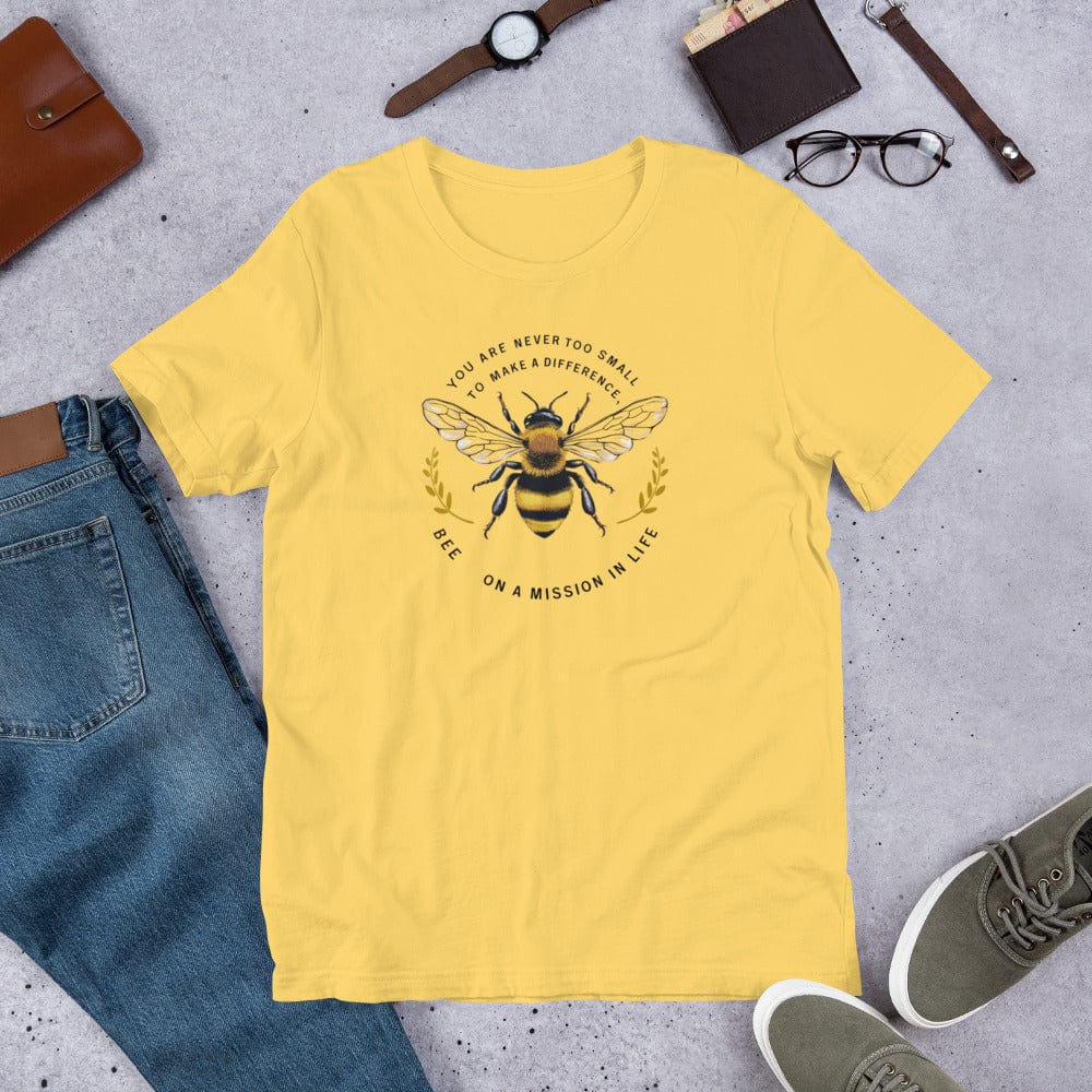 Padres Mágicos Amarillo / S Camiseta "Abeja en Misión" de algodón suave - Para Inspiradores