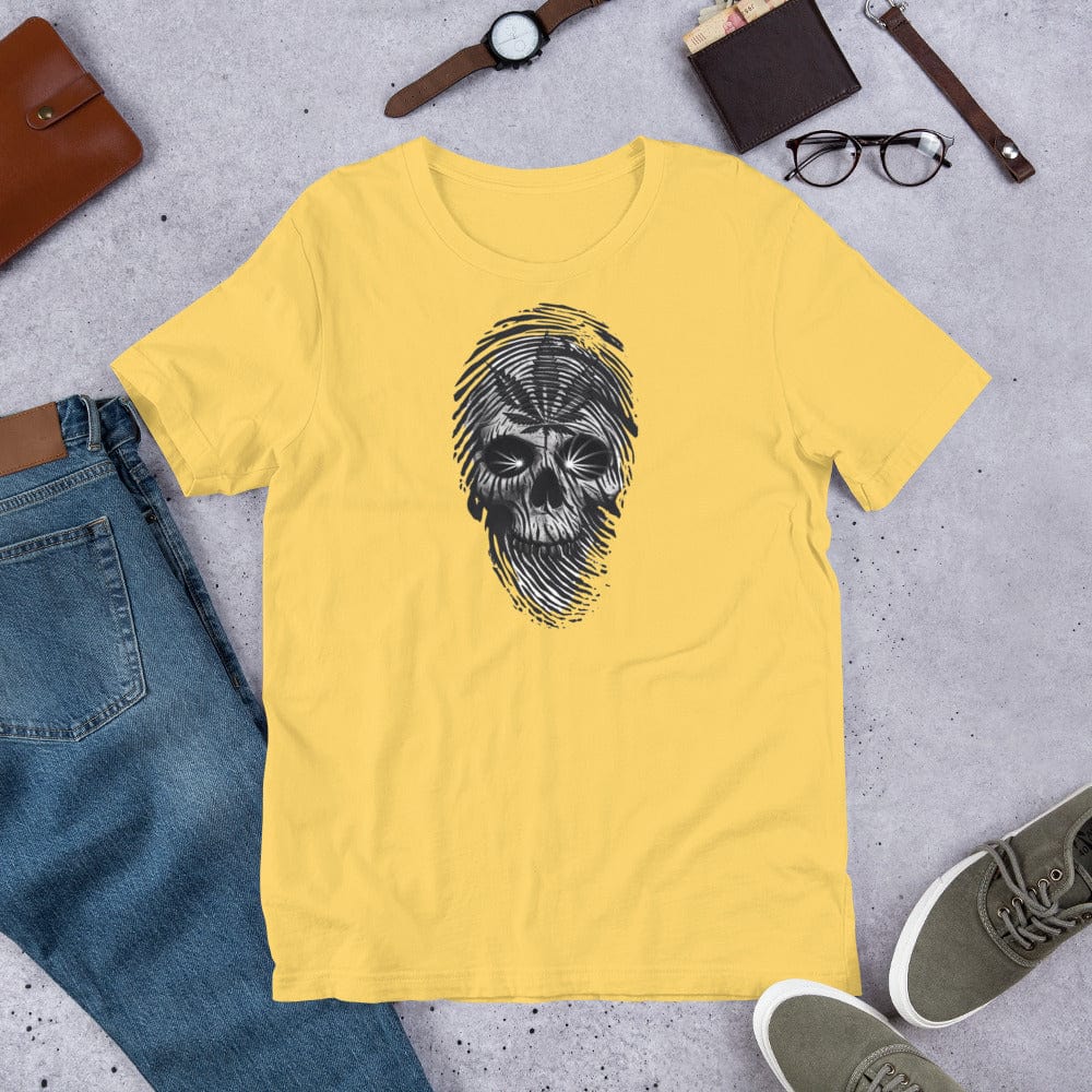 Padres Mágicos Amarillo / S Camiseta "Calavera Misteriosa" de algodón suave - Para espíritus rebeldes