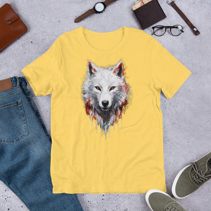 Padres Mágicos Amarillo / S Camiseta "Lobo Blanco" de algodón suave - Para amantes de la naturaleza salvaje