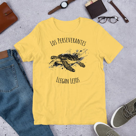 Padres Mágicos Amarillo / S Camiseta Los perseverantes llegan lejos tortuga