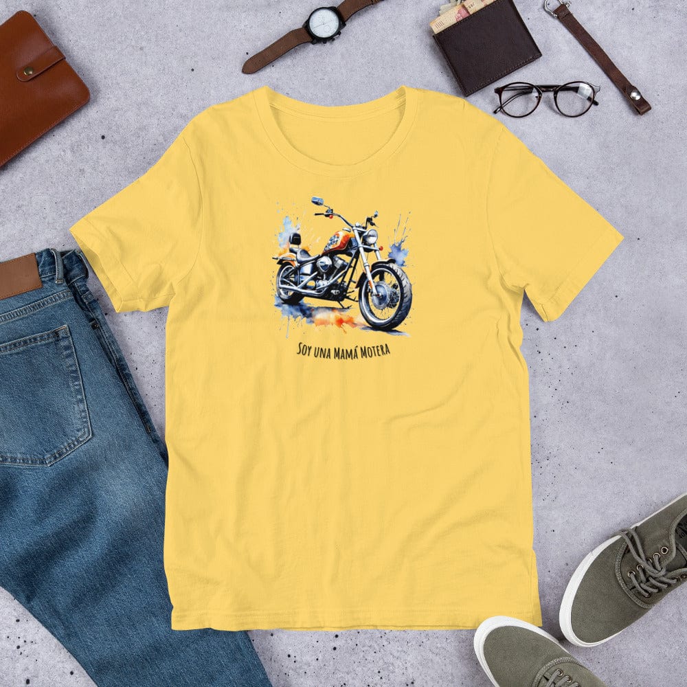 Padres Mágicos Amarillo / S Camiseta "Mamá Motera" - Para Madres Amantes de las Motos