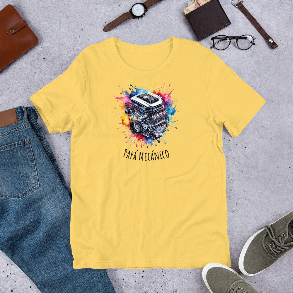 Padres Mágicos Amarillo / S Camiseta Papá Mecánico - Para Amantes de la Mecánica