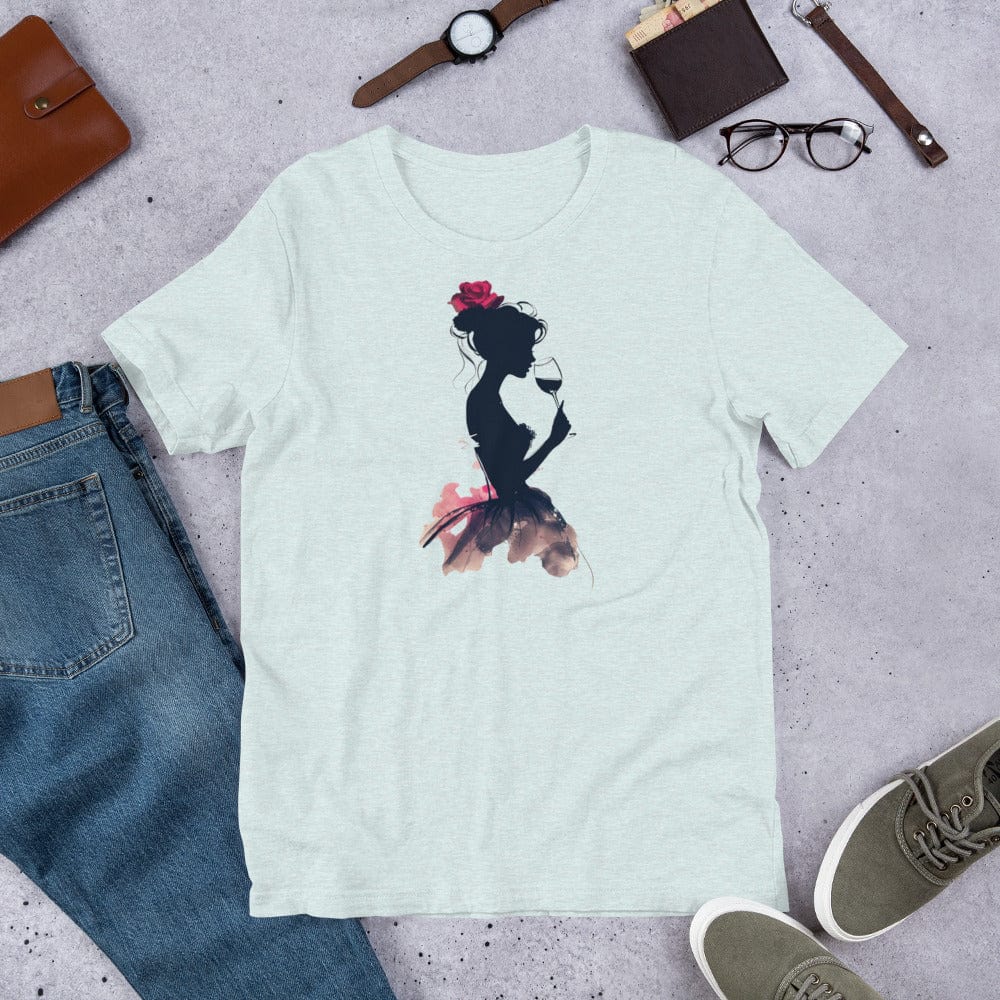 Padres Mágicos Azul hielo prisma jaspeado / S Camiseta "Silhouette con Vino" - Elegancia y Estilo