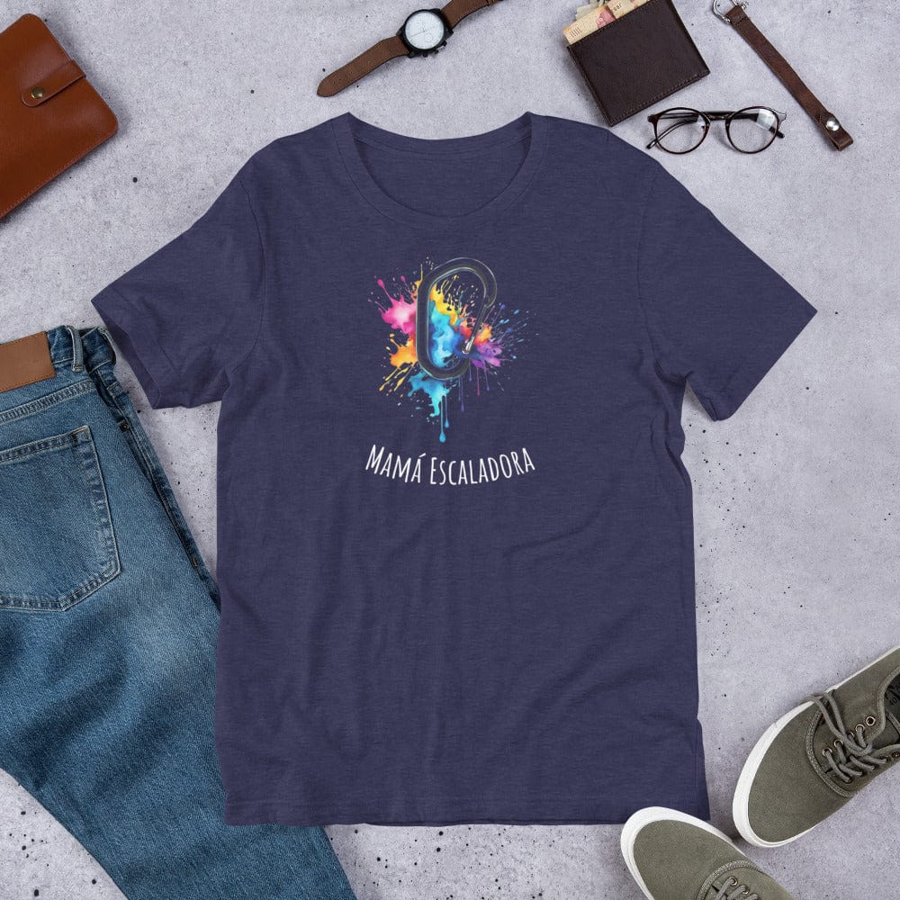 Padres Mágicos Azul medianoche jaspeado / S Camiseta Mamá Escaladora - Estilo Aventurero y Colorido para Amantes de la Escalada