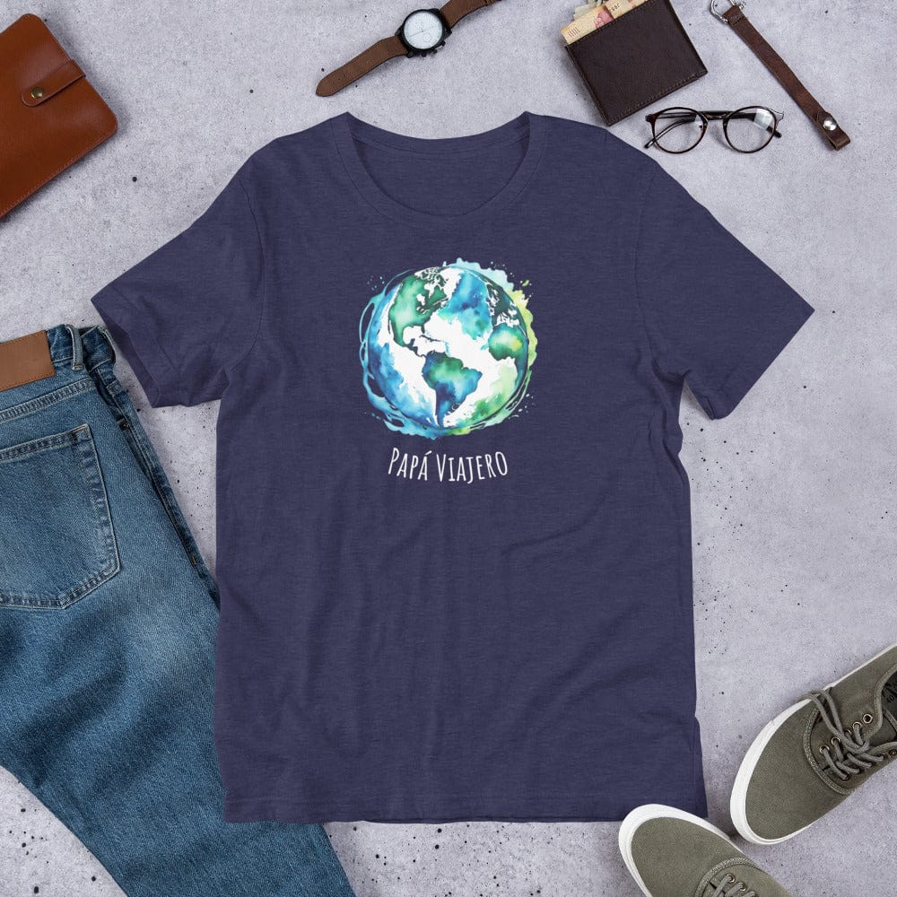 Padres Mágicos Azul medianoche jaspeado / S Camiseta Papá Viajero - Estilo Aventurero y Colorido para Amantes de los Viajes